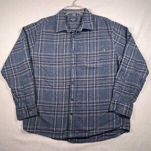 Eddie Bauer Men's XL 100% Cotton Warm Brushed Twill Flannel Shirt‎ Blue Plaid